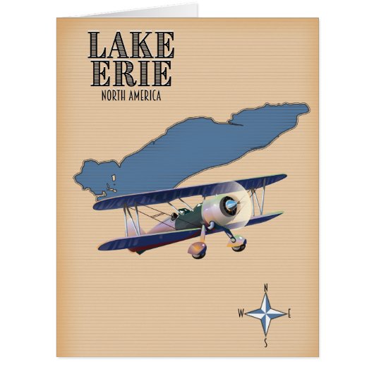 Lake Erie North America map Cards (Front)