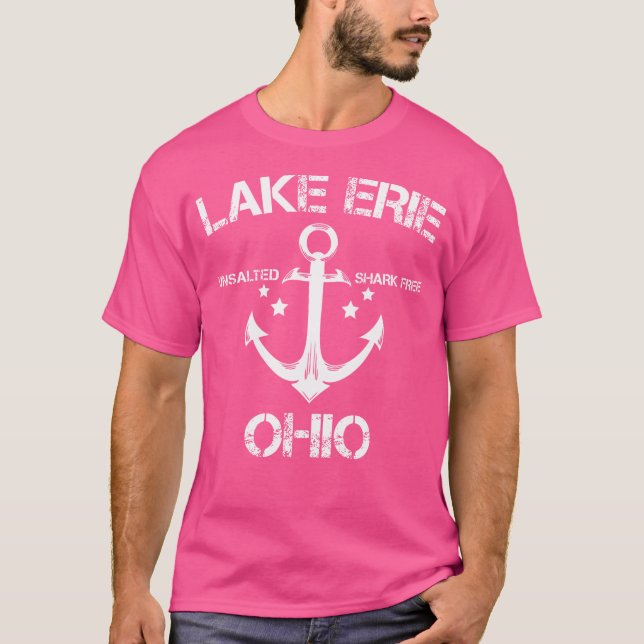 Lake Erie Ohio Funny Fishing Camping Summer Gift T-Shirt (Front)