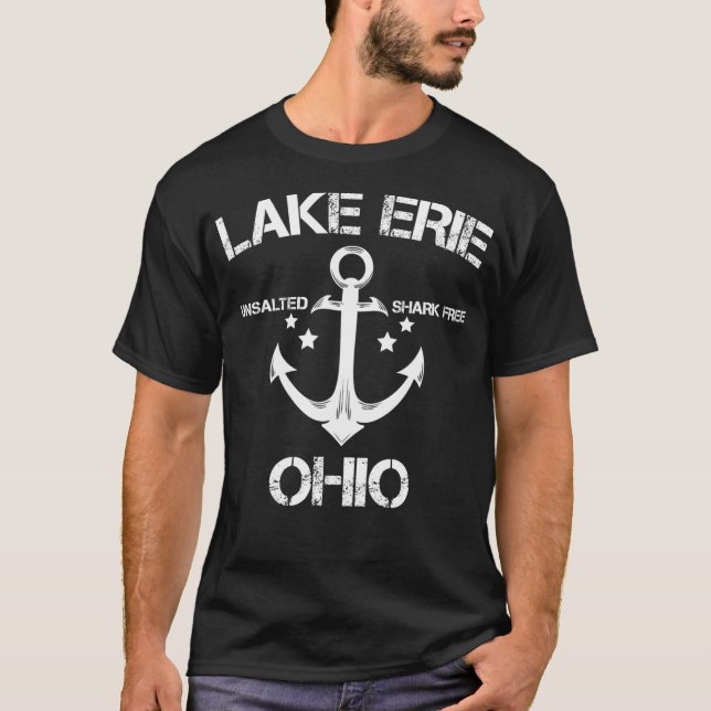 LAKE ERIE OHIO Funny Fishing Camping Summer Gift T-Shirt (Front)
