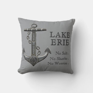 Lake Erie Patriotic American flag anchor pirate Throw Pillow