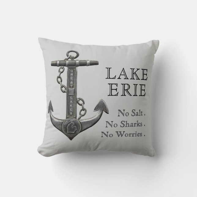 Lake Erie Patriotic American flag anchor pirate  Throw Pillow (Front)