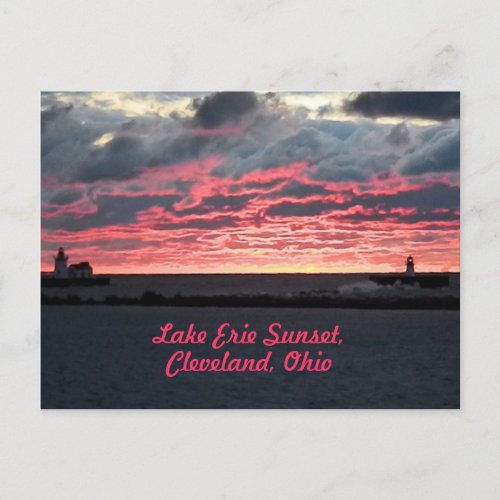 Lake Erie Sunset Cleveland Postcard