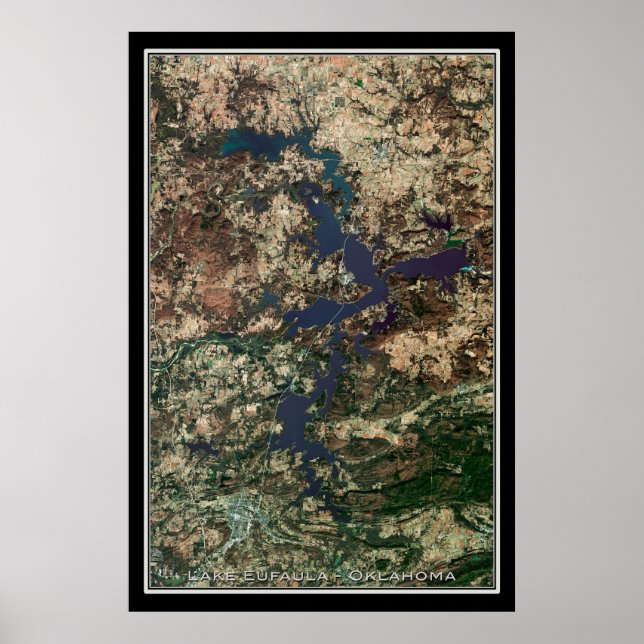 Lake Eufaula Oklahoma Satellite Poster Map (Front)