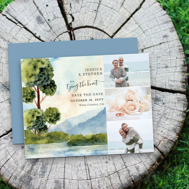 Lake Evergreen Watercolor 3 Photo Save The Date (Creator Uploaded)