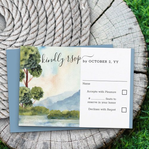 Lake Evergreen Watercolor Destination Wedding RSVP Card