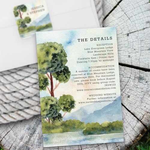 Lake Evergreen Watercolor Wedding Details Enclosure Card