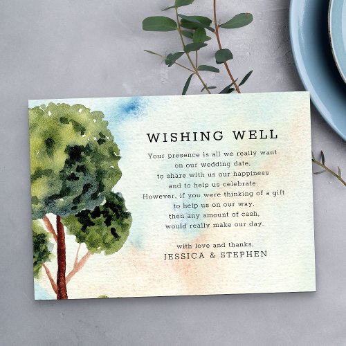 Lake Evergreen Watercolor Wedding Wishing Well Enclosure Card