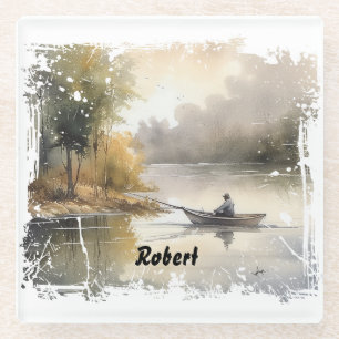 Lake Fishing Glass Coaster