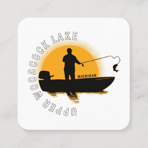  Lake Fishing Michigan Square Business Card