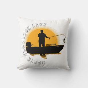 Lake Fishing Michigan Throw Pillow
