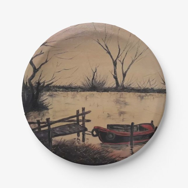 Lake fishing paper plates (Front)