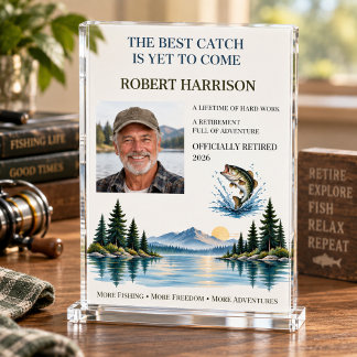Lake Fishing Retirement Photo Keepsake Gift Block