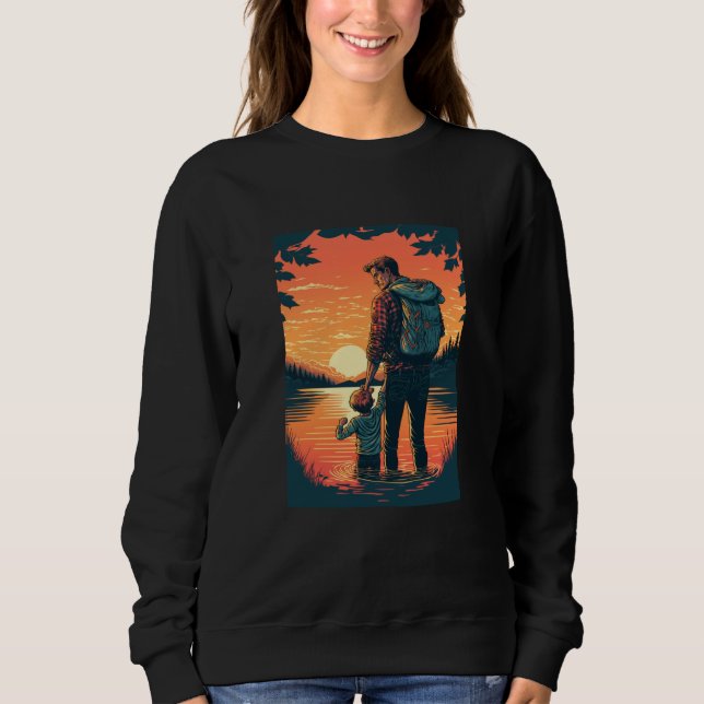 Lake Fishing Trip Father And Child Lake Adventure Sweatshirt (Front)