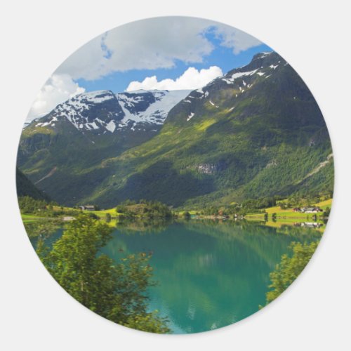 Lake Floen scenic Norway Classic Round Sticker