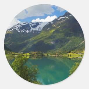 Lake Floen scenic, Norway Classic Round Sticker