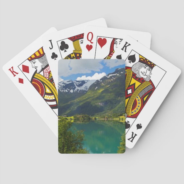 Lake Floen scenic, Norway Poker Cards (Back)