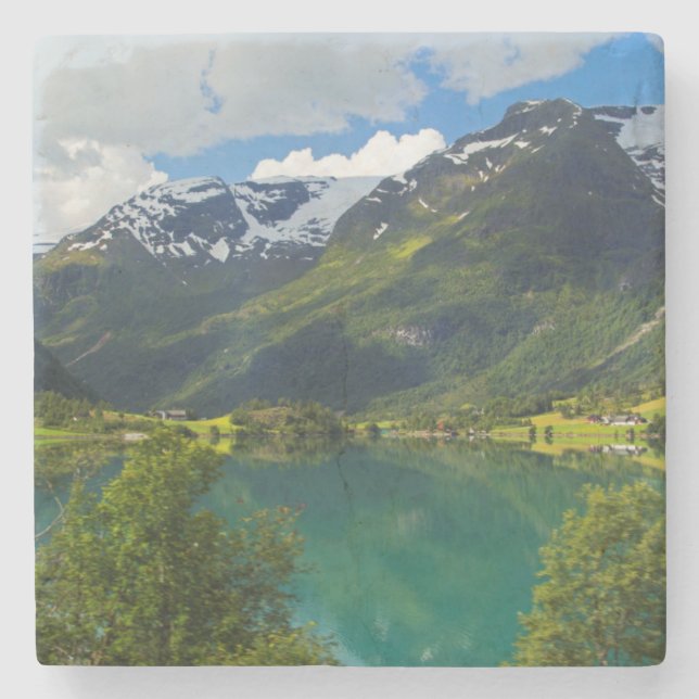 Lake Floen scenic, Norway Stone Coaster (Front)