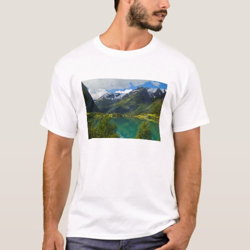 Lake Floen scenic Norway T_Shirt
