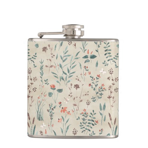 Lake flora watercolor wildflowers flask