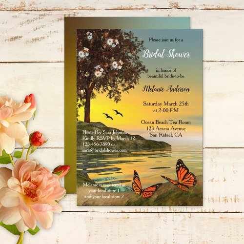 Lake Floral Butterfly Bridal Shower Invitation