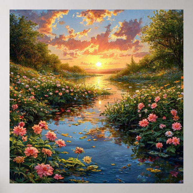 🌿 Lake Forest Flowers Nature Serenity Wall Art Sc (Front)