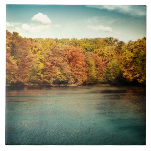 Lake Forest Trees Water Monogram Display Tile