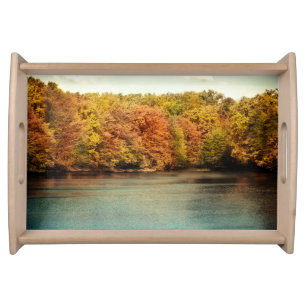 Lake Forest Trees Water Monogram Serving Tray