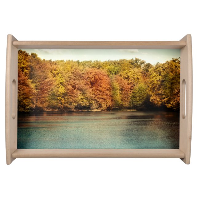Lake Forest Trees Water Monogram Serving Tray (Front)