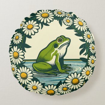 Lake Frog                                          Round Pillow by Vintage_Bubb at Zazzle