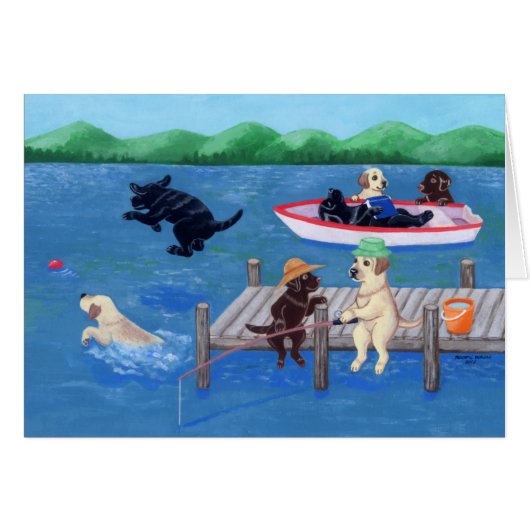 Lake Fun Labradors Painting Cards (Front Horizontal)