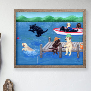 Lake Fun Labradors Poster