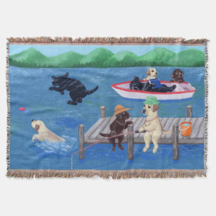 Lake Fun Labradors Throw Blanket