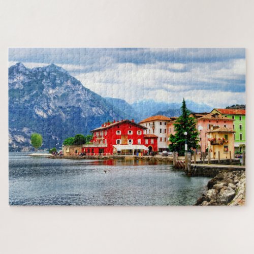 Lake Garda Alpine Mountains Northern Italy Travel Jigsaw Puzzle