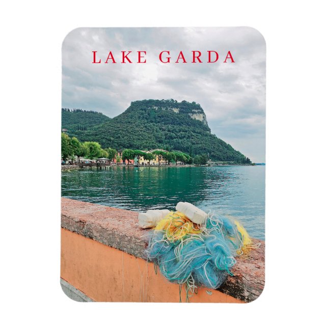 Lake Garda fishing nets view fridge magnet (Vertical)