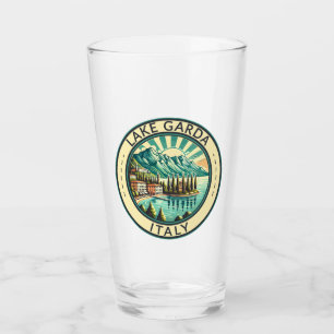 Lake Garda Italy Illustration Travel Art Badge Glass