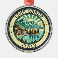 Lake Garda Italy Illustration Travel Art Badge