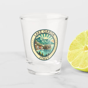 Lake Garda Italy Illustration Travel Art Badge Shot Glass
