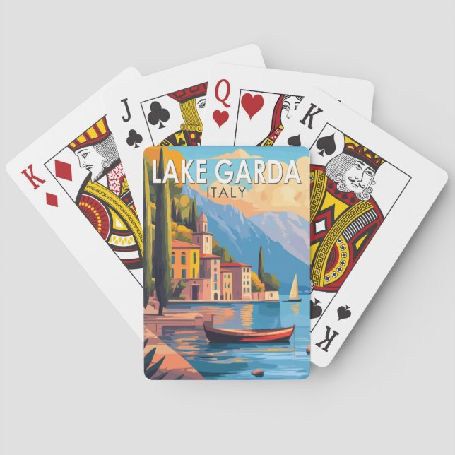 Lake Garda Italy Travel Art Vintage Poker Cards (Back)