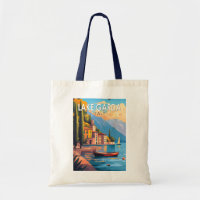 Lake Garda Italy Travel Art Vintage