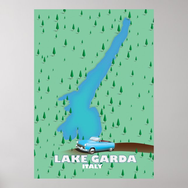 Lake Garda Italy travel poster map (Front)