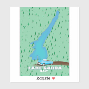 Lake Garda Italy travel poster map Sticker