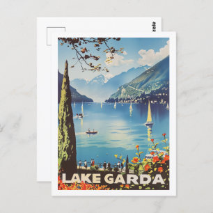 Lake Garda Italy Vintage Famous Travel Place Postcard
