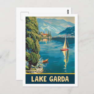 Lake Garda Italy Vintage Famous Travel Place Postcard