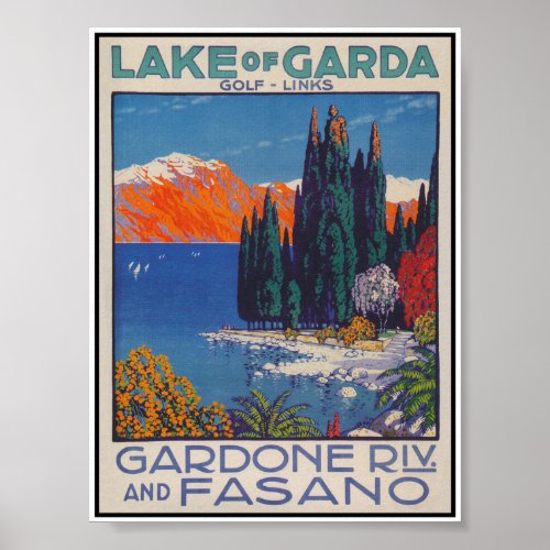 Lake Garda Italy Vintage Travel Poster