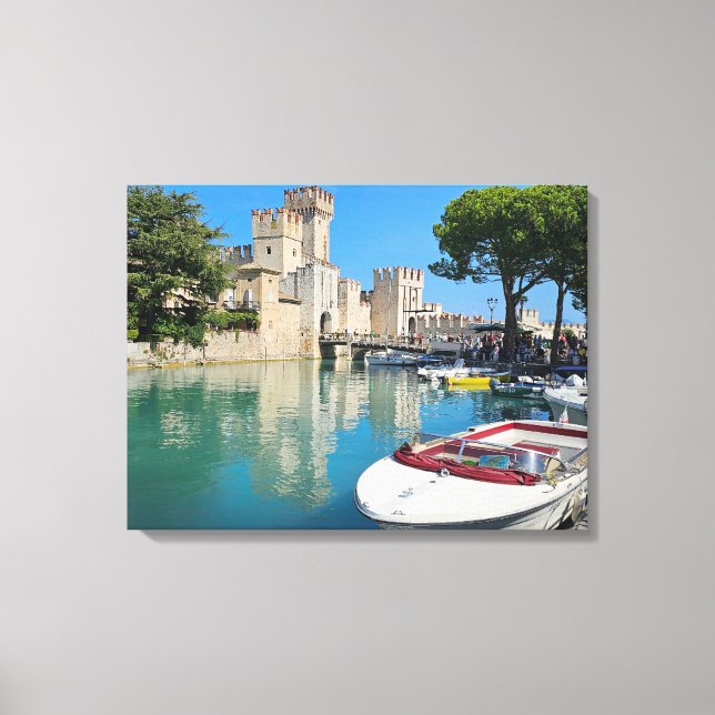 Lake Garda Sirmione Castle view canvas print (Front)