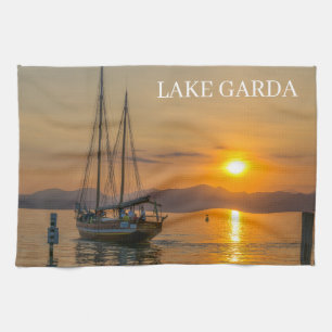 Lake Garda sunset cruise tea towel