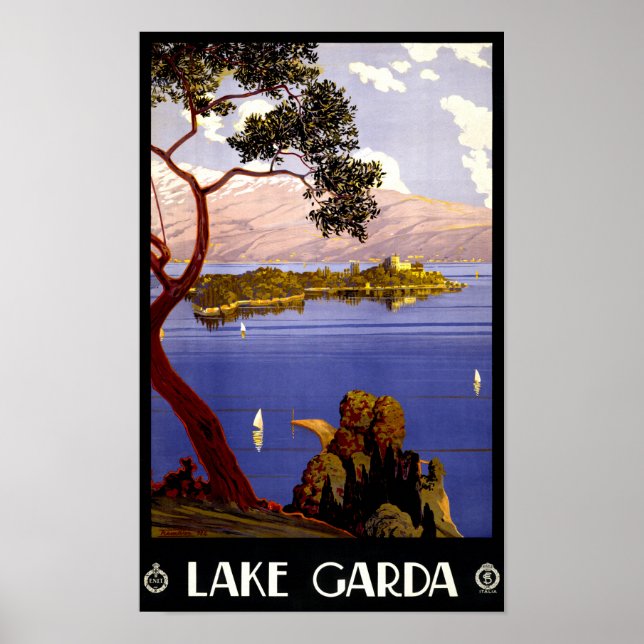 Lake Garda Vintage Poster Restored (Front)