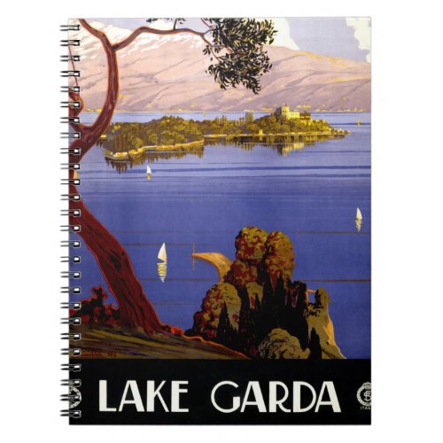 Lake Garda Vintage Poster Restored Notebook