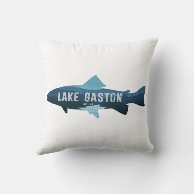 Lake Gaston North Carolina Virginia Fish Throw Pillow (Back)