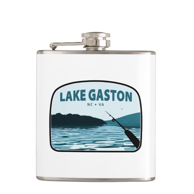 Lake Gaston North Carolina Virginia Fishing Rod Flask (Front)